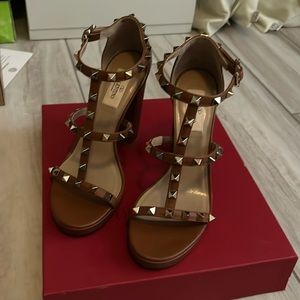 Authentic Valentino rock stud block heels.  Minimally worn.